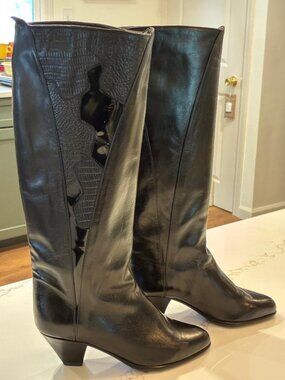 NWOT delia FIRENZE Black Leather Boots EU sz 35 US sz 5 made in Italy